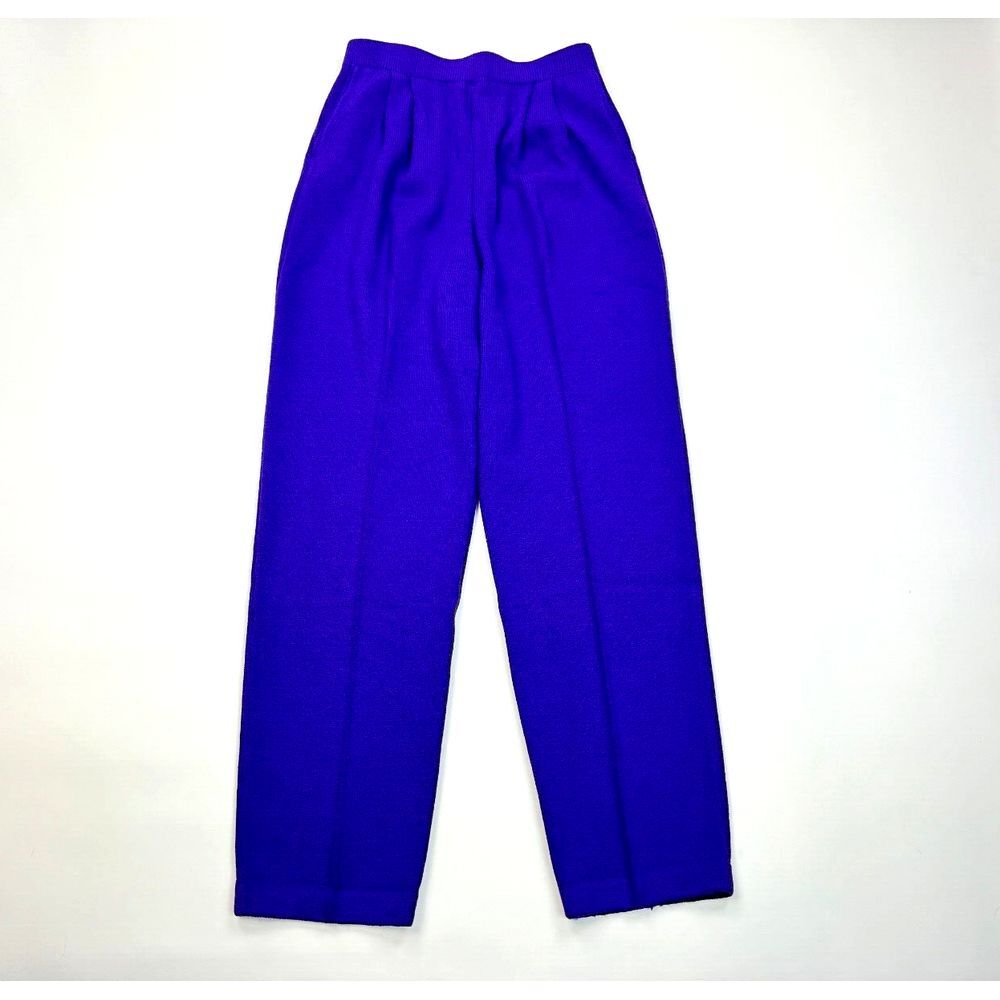 St John Collection Santana Knit Pleated Pants Women 10 EUC Pockets Elastic waist